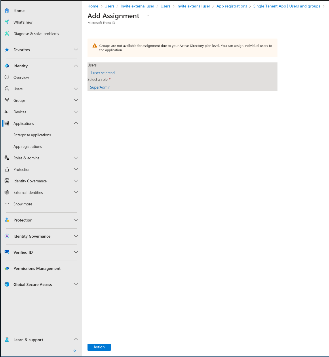 Confirm Role Assignment